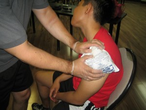 Icing the shoulder